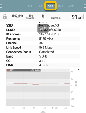 Wi-Fi view on Echo One user interface.